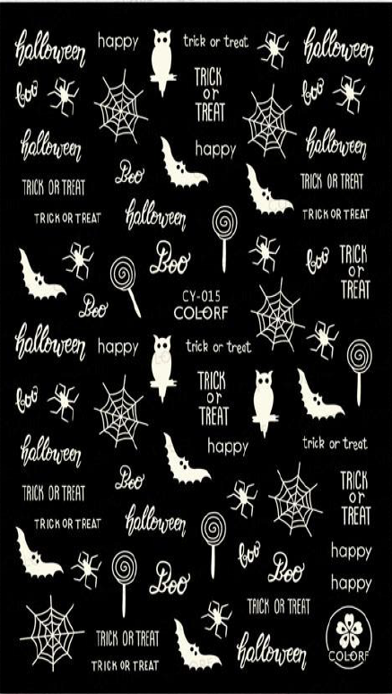 Glow in the Dark Halloween  Candy Owls Bats Webs Nail Art Stickers CY015