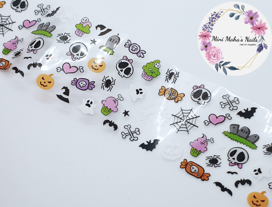 Halloween Cute Candy Ghosts Spiders Webs Gravestone Nail Art Foil