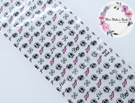 Halloween Cute Skulls Bones Hearts Nail Art Foil