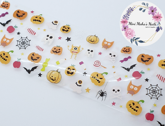 Halloween Cute Jack-o-Lanterns Ghosts Candy Bats Nail Art Foil