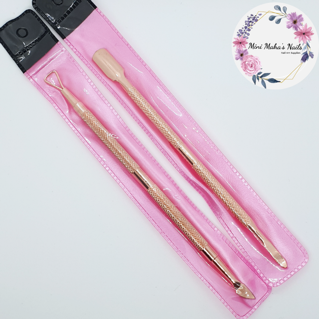 2PCS Stainless Steel Rose Gold Cuticle Pushers