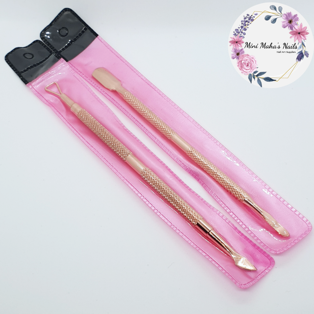 2PCS Stainless Steel Rose Gold Cuticle Pushers