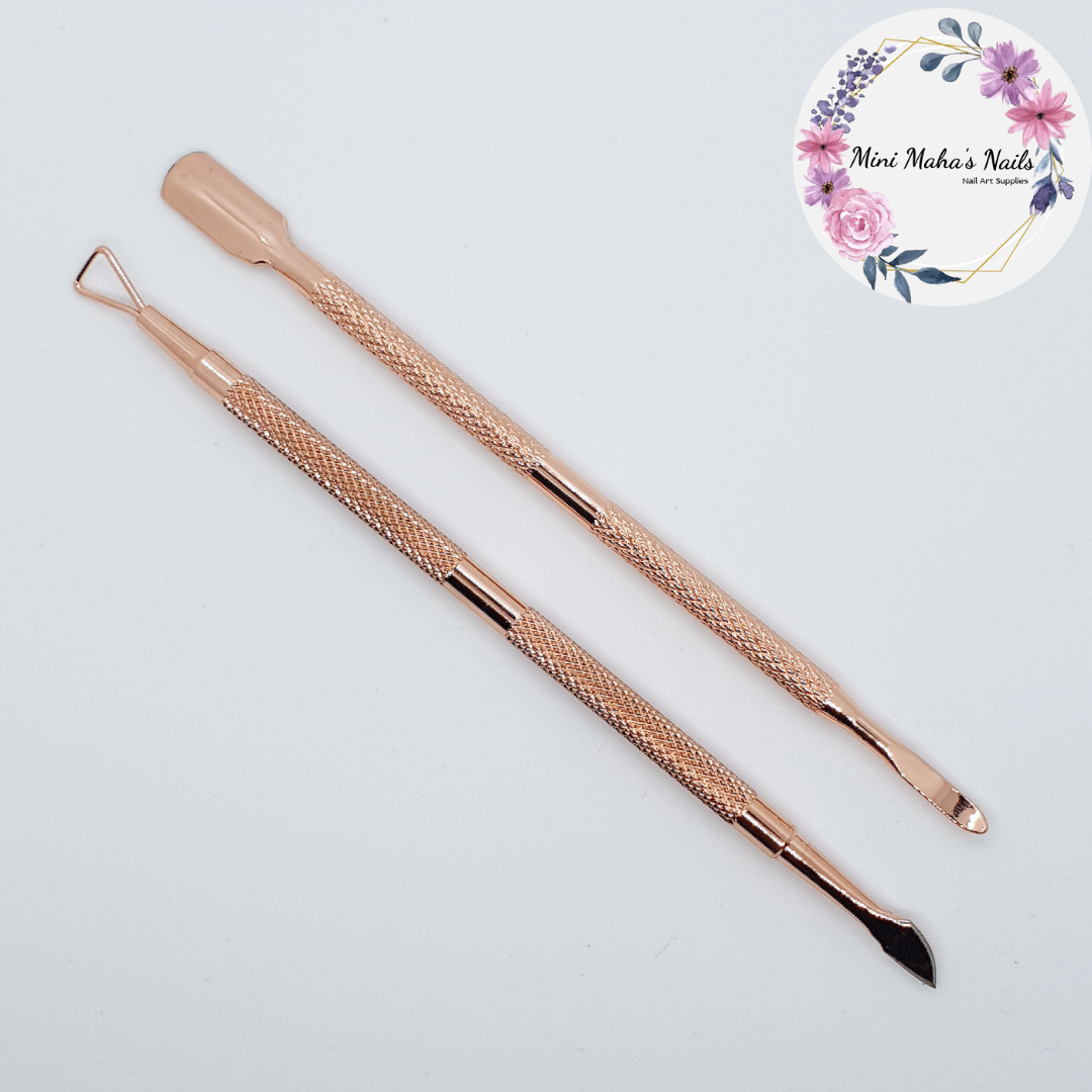 2PCS Stainless Steel Rose Gold Cuticle Pushers