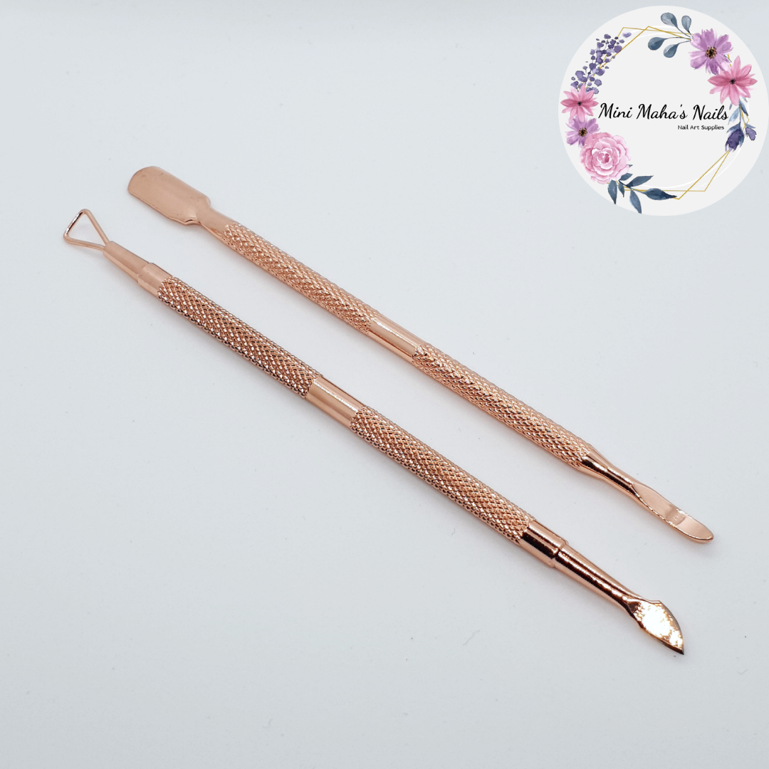 2PCS Stainless Steel Rose Gold Cuticle Pushers