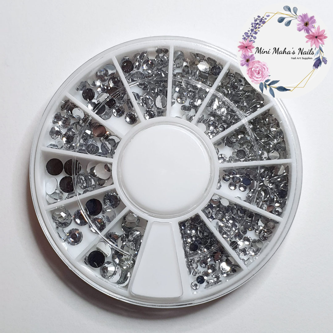 Silver Flatback Rhinestone Wheel