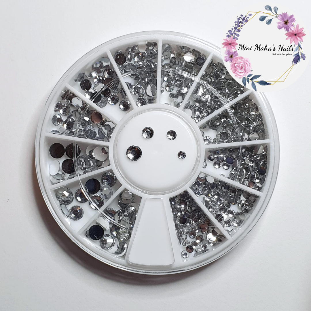 Silver Flatback Rhinestone Wheel