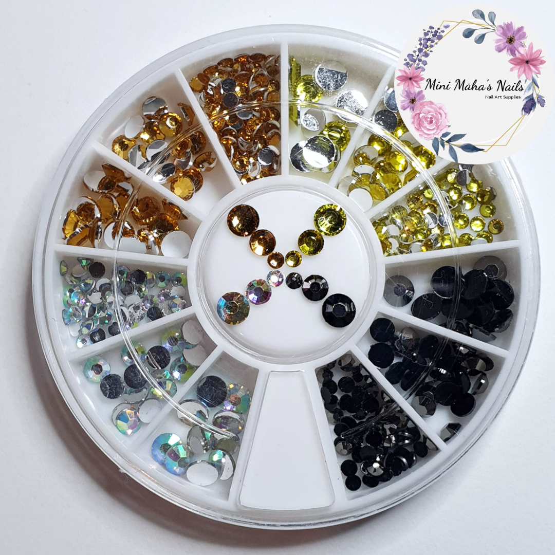 Black Crystal Copper Lime Rhinestone Wheel