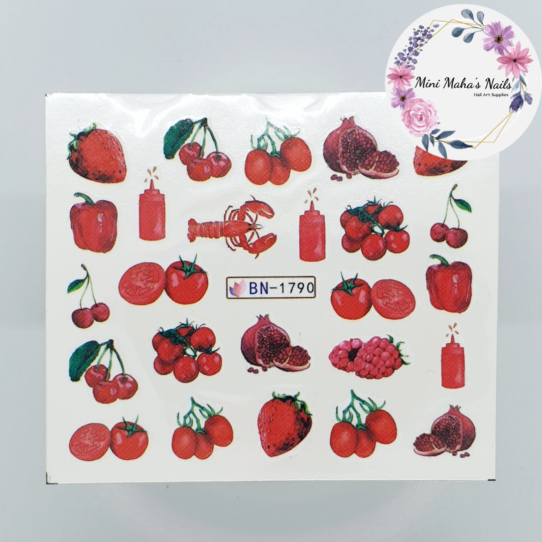 Red Food Aesthetic Strawberry Cherry Tomato Water Decals BN1790