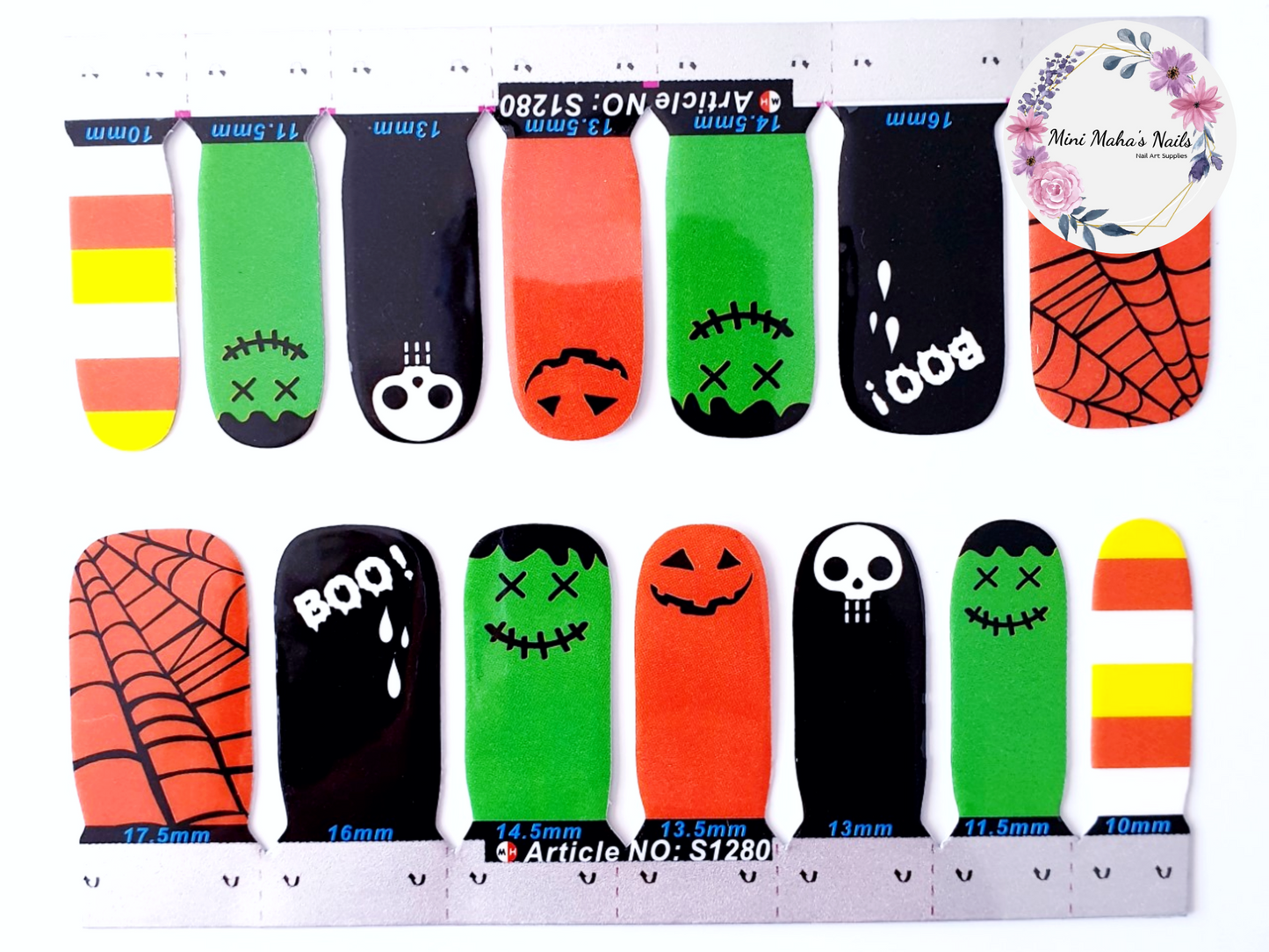 Halloween Candy Corn Zombies Pumpkin Full Cover Nail Wraps S1280