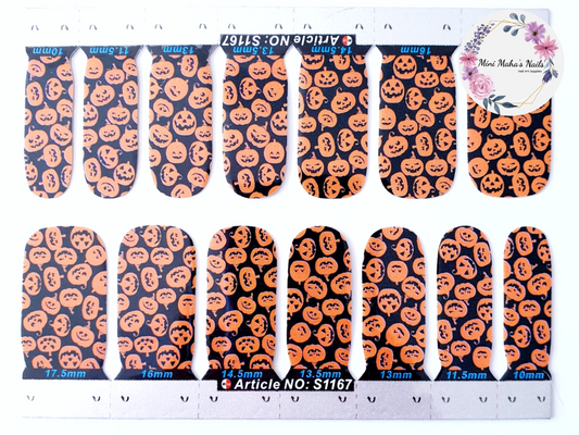 Halloween Pumpkins Full Cover Nail Wraps S1167