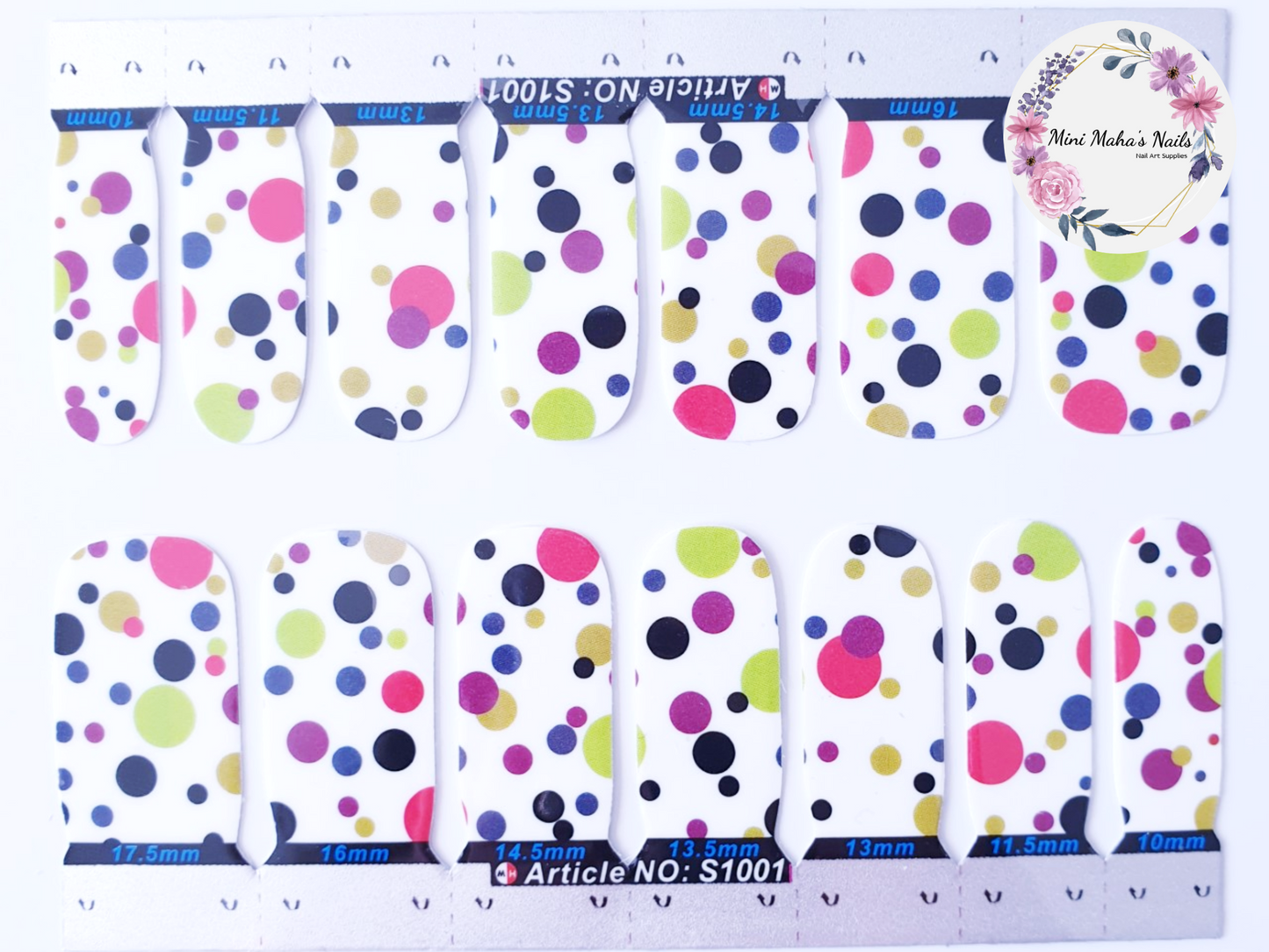 Coloured Spots Dots Full Cover Nail Wraps S1001