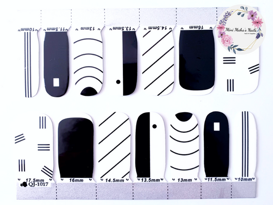 Black and White Abstract Nail Art Full Cover Nail Wraps QJ1017