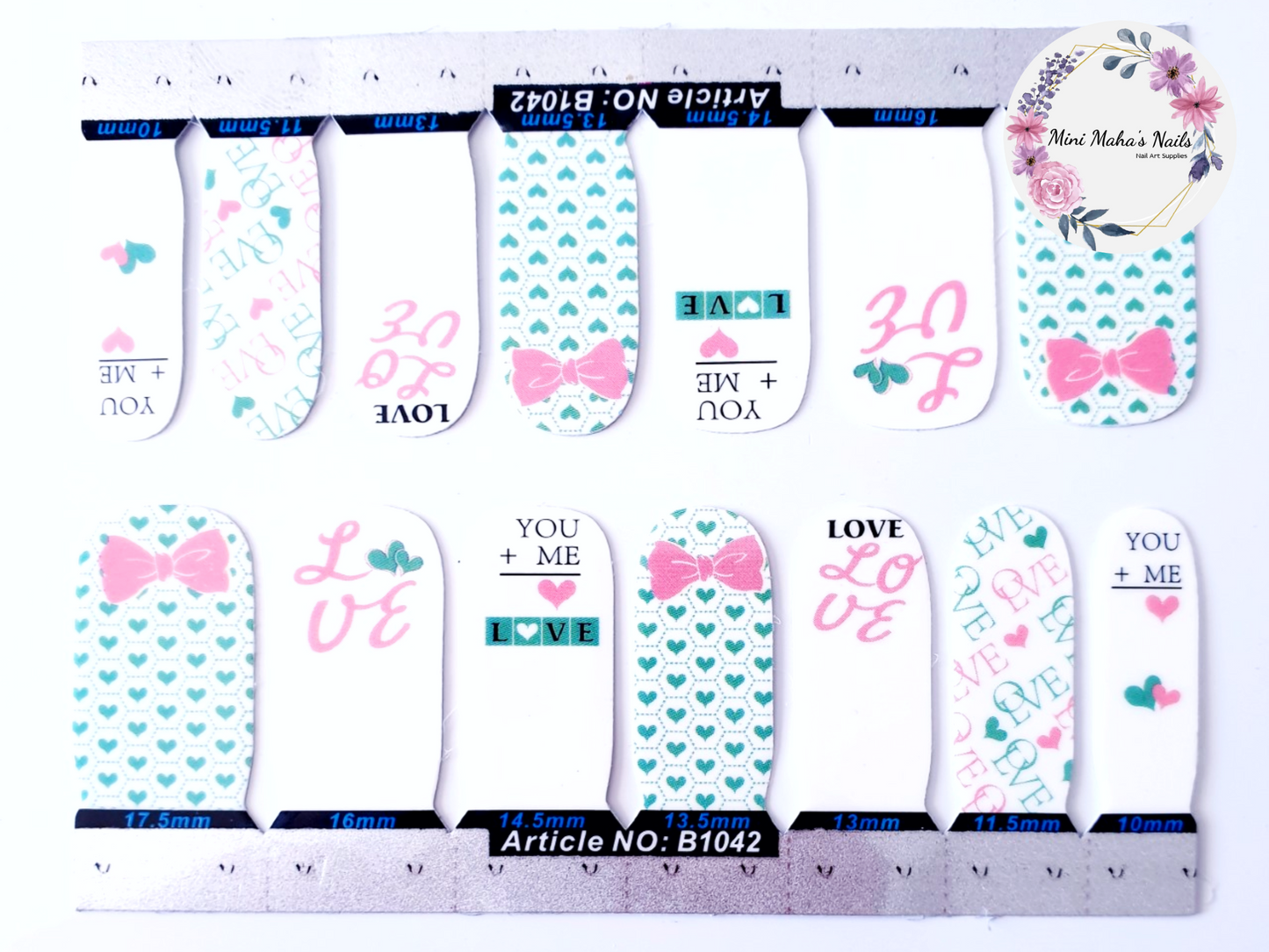 Valentines Love You + Me Full Cover Nail Wraps B1042