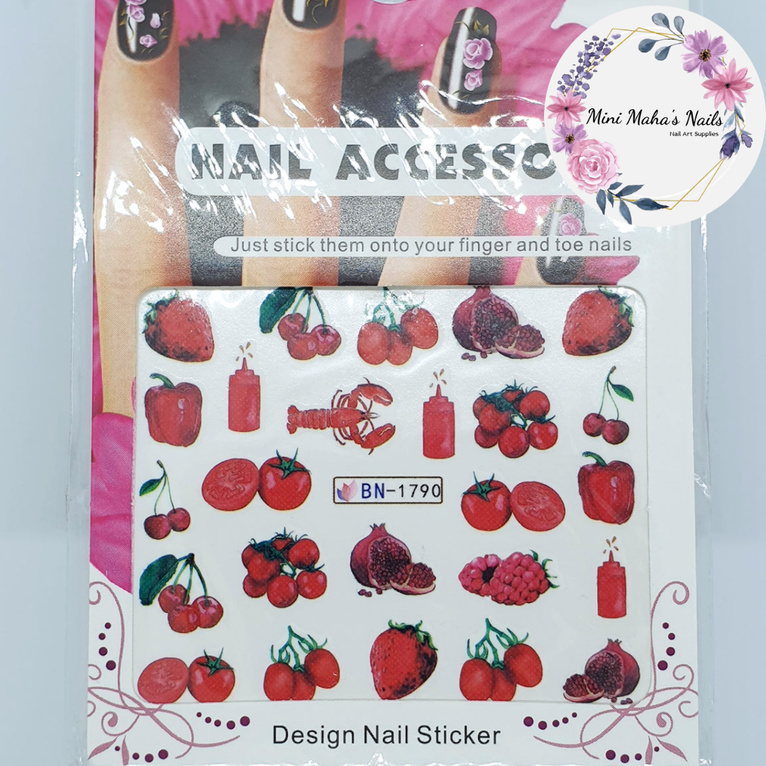 Red Food Aesthetic Strawberry Cherry Tomato Water Decals BN1790