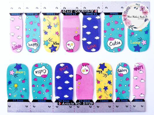 Valentines Comic Love Design Full Cover Nail Wraps S1129