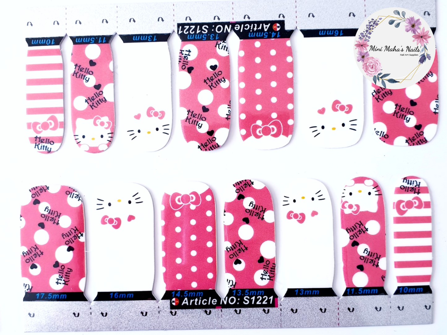 Hello Kitty Red Stripes/Spots Full Cover Nail Wraps S1221