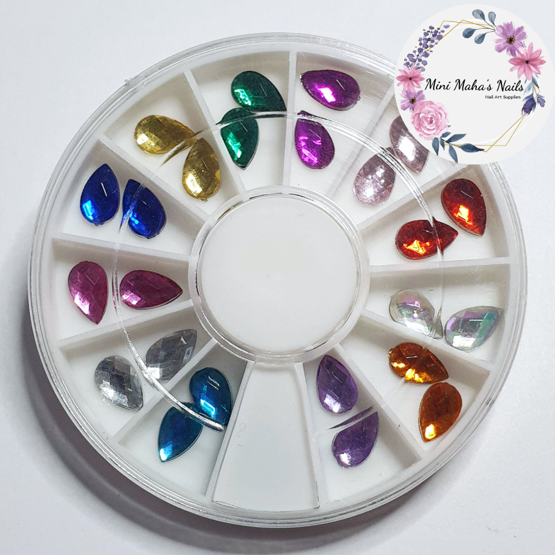 Multicoloured Tear Drop Rhinestone Wheel