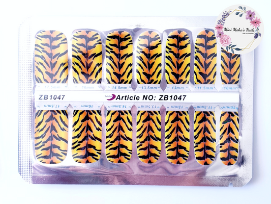 Tiger Animal Full Cover Nail Wraps ZB1047