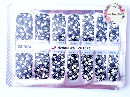 Halloween Skulls Full Cover Nail Wraps ZB1078