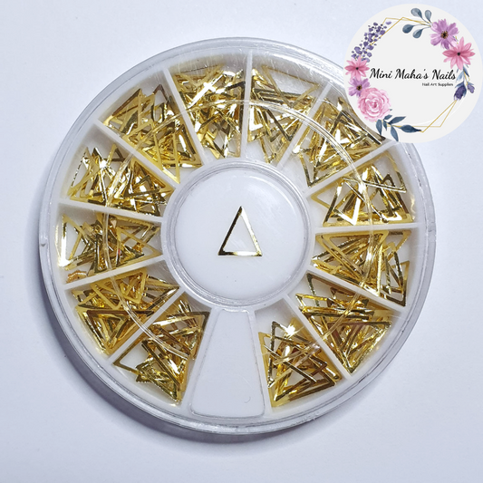 Gold Triangle Nail Gems Rhinestone Wheel