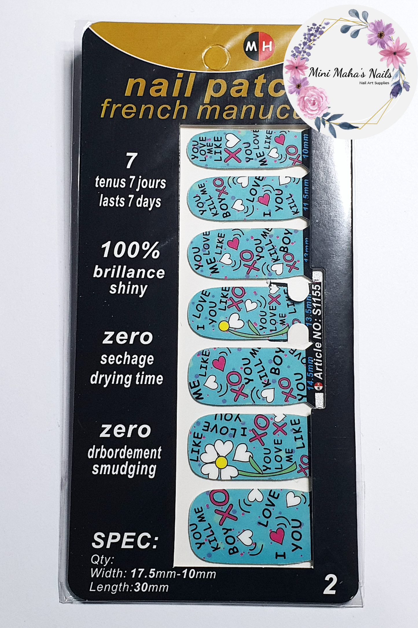 Valentines Aqua Love Forever Passion Full Cover Nail Wraps S1245