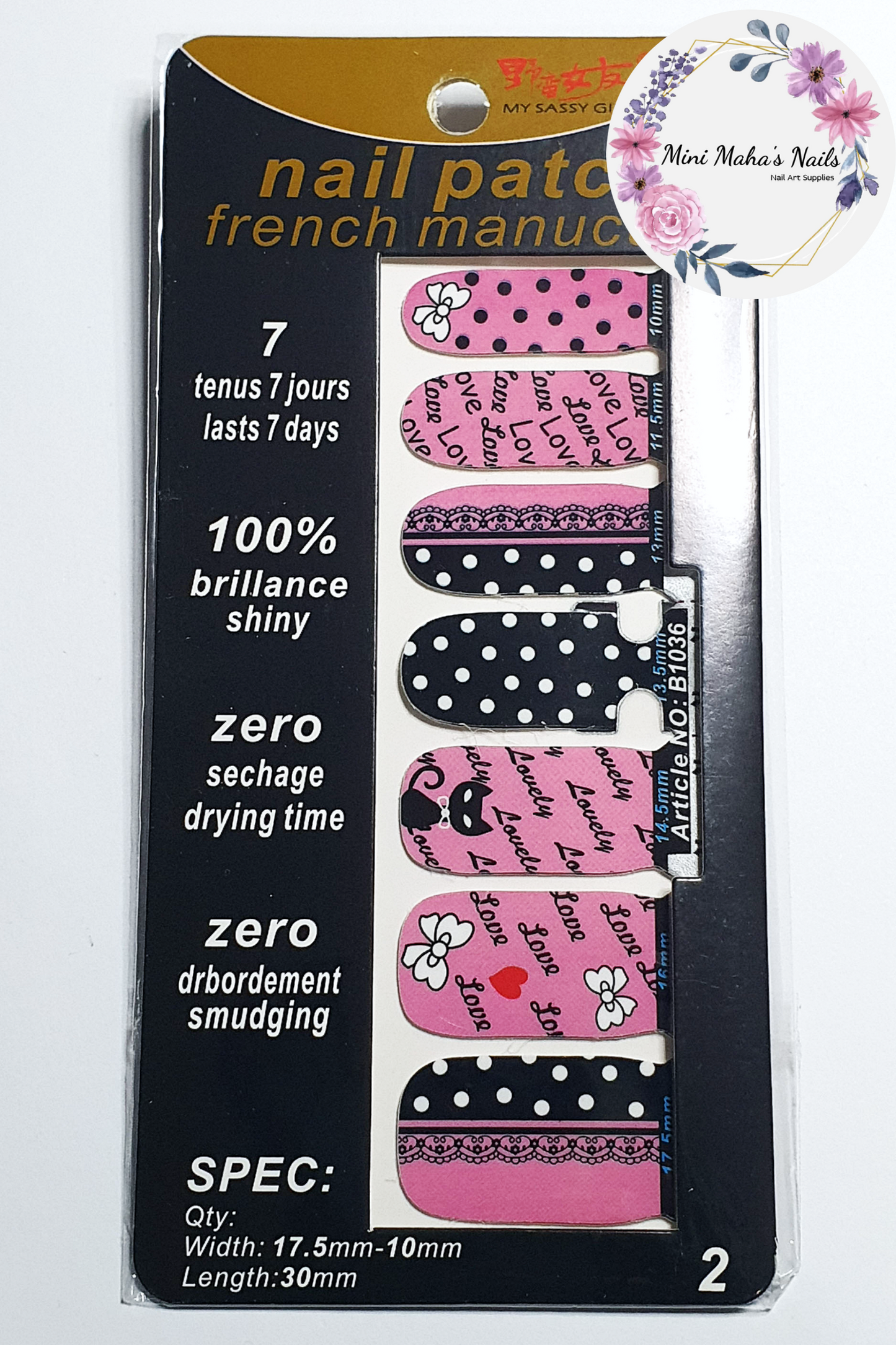 Valentines Pink Love Black Cats Full Cover Nail Wraps B1036