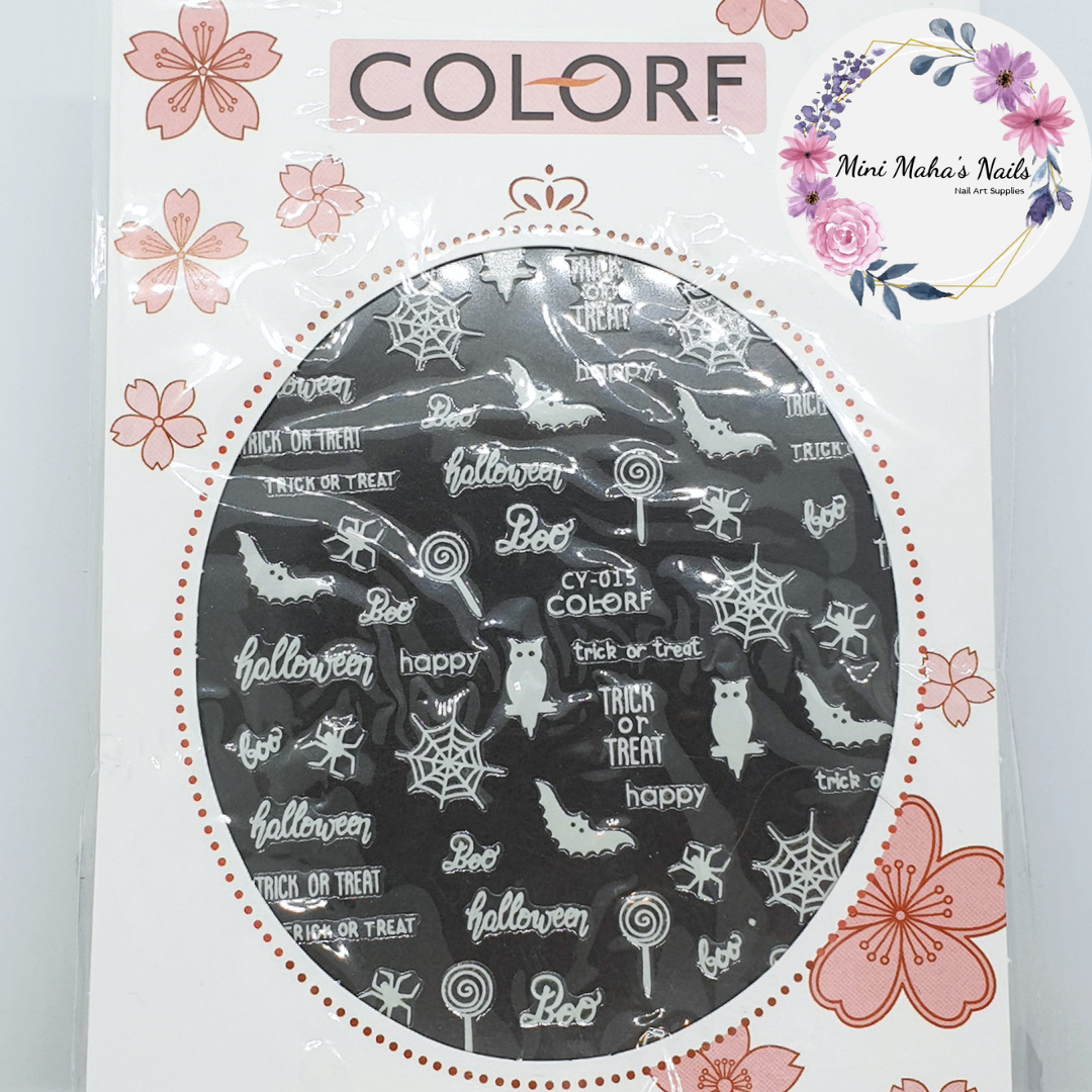 Glow in the Dark Halloween  Candy Owls Bats Webs Nail Art Stickers CY015