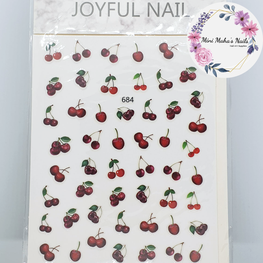 Red Cherry Fruit Nail Art Stickers 684