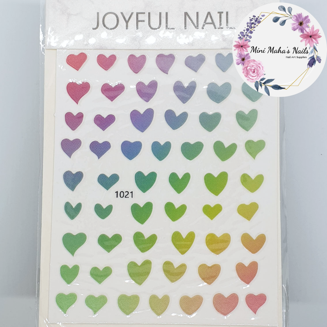 Rainbow Ombre Love Hearts Nail Art Stickers 1021