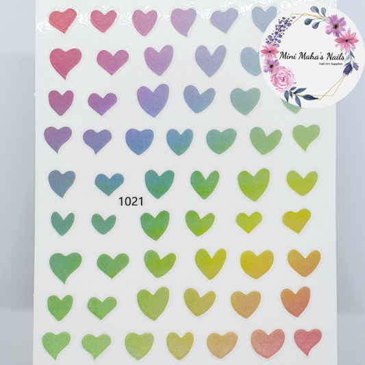 Rainbow Ombre Love Hearts Nail Art Stickers 1021