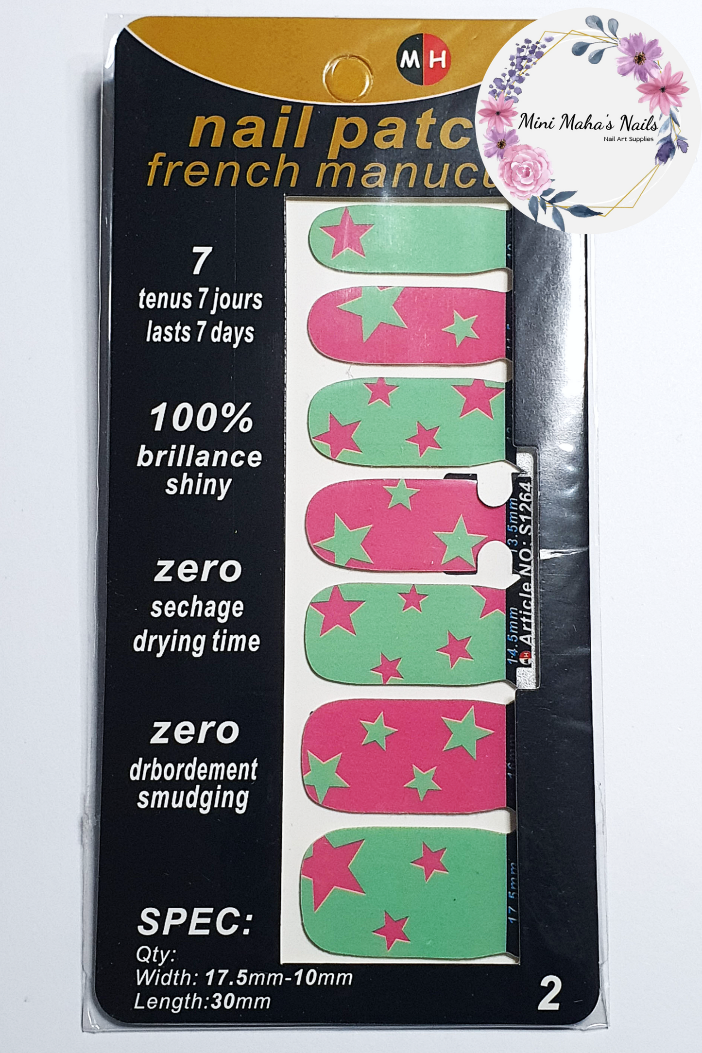 Pink Green Stars Full Cover Nail Wraps S1264