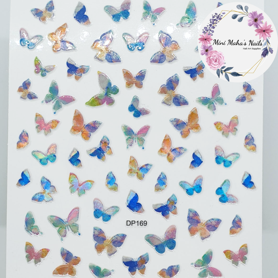 Multicoloured Holographic Butterfly Nail Art Stickers DP169