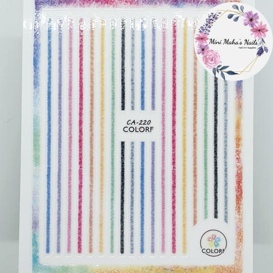 Rainbow Coloured Crayon Pencil Lines Nail Art Stickers CA220