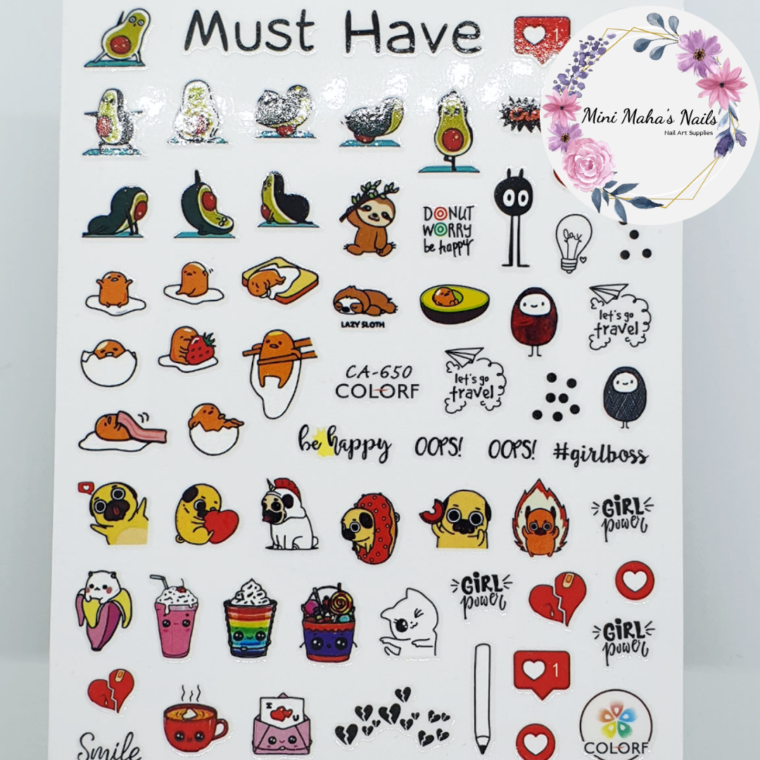 Cartoon Characters Emoji Nail Art Stickers CA650