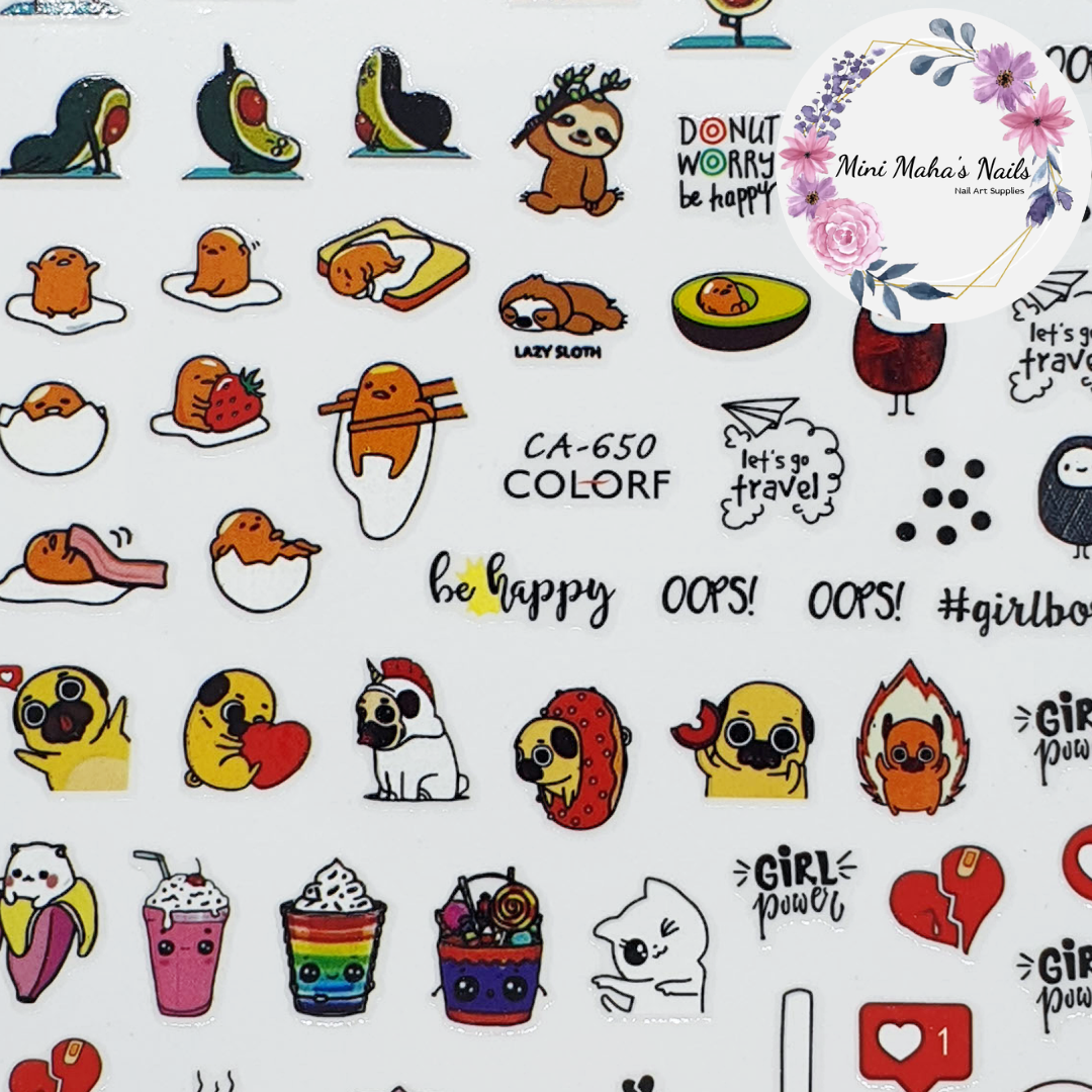 Cartoon Characters Emoji Nail Art Stickers CA650