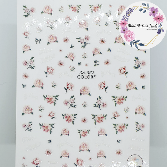 Light Pink Roses Flowers Florals Nail Art Stickers CA362