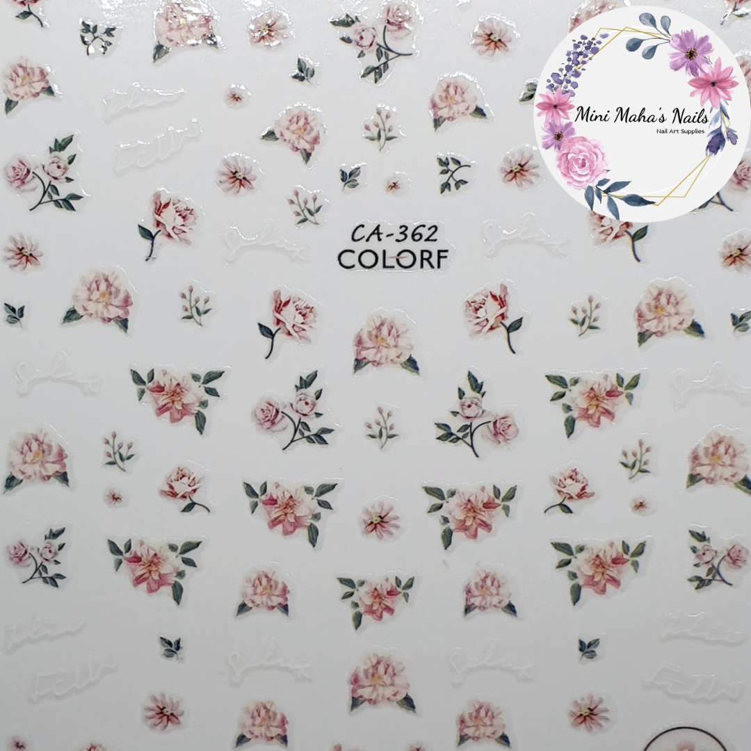 Light Pink Roses Flowers Florals Nail Art Stickers CA362