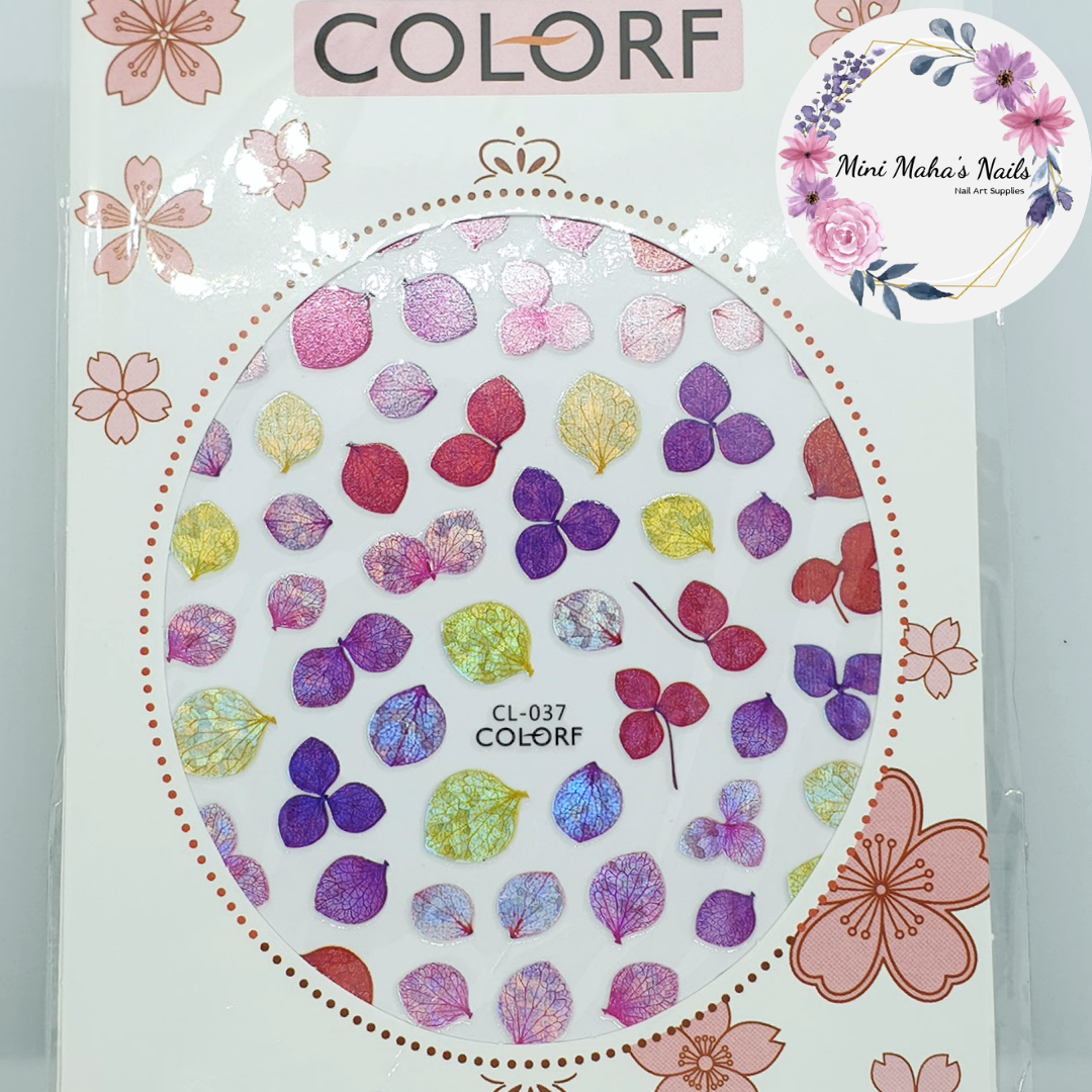 Purple Pink Holographic Flower Leaf Petals Nail Art Stickers CL037