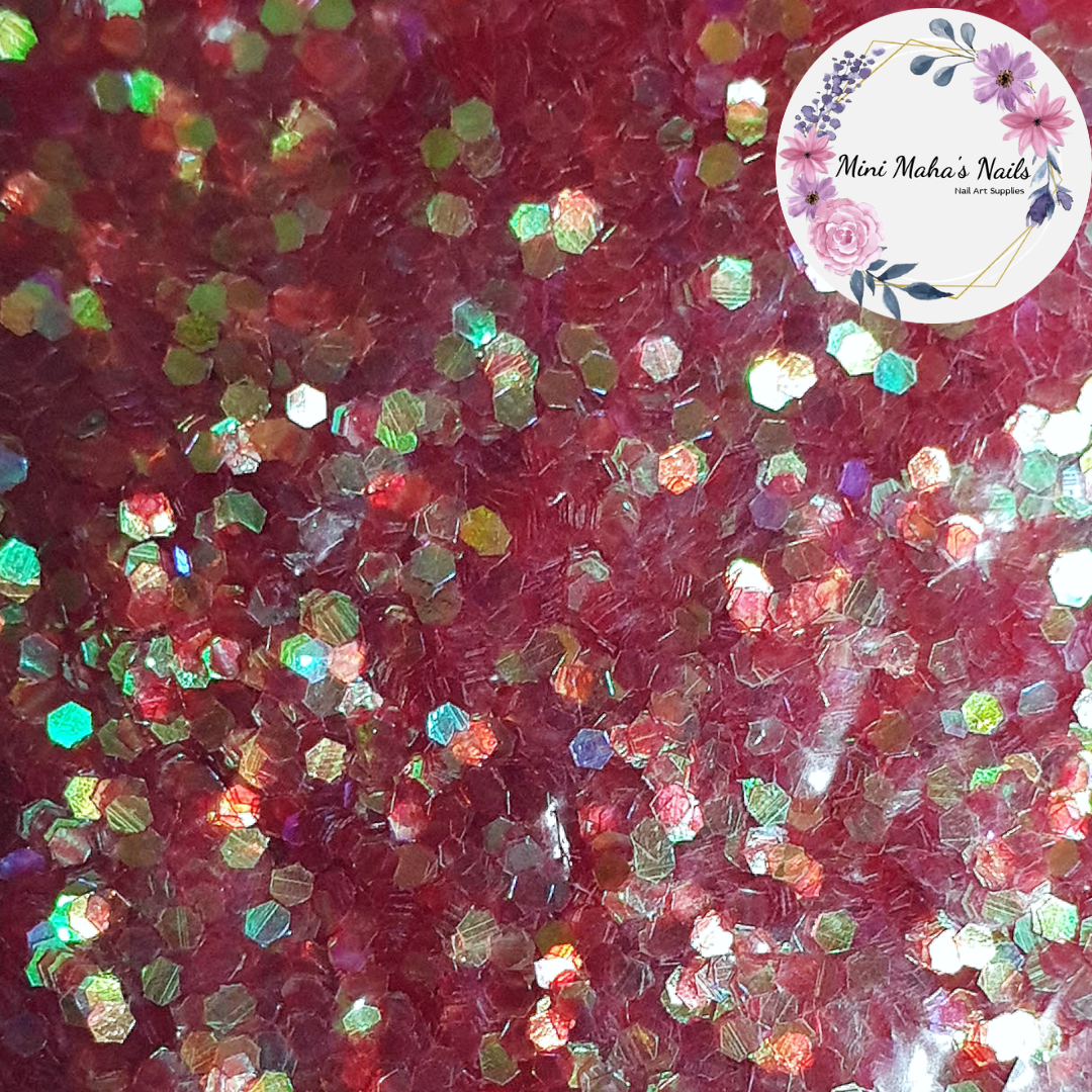 1 Bag Iridescent Red Hexagon Glitter