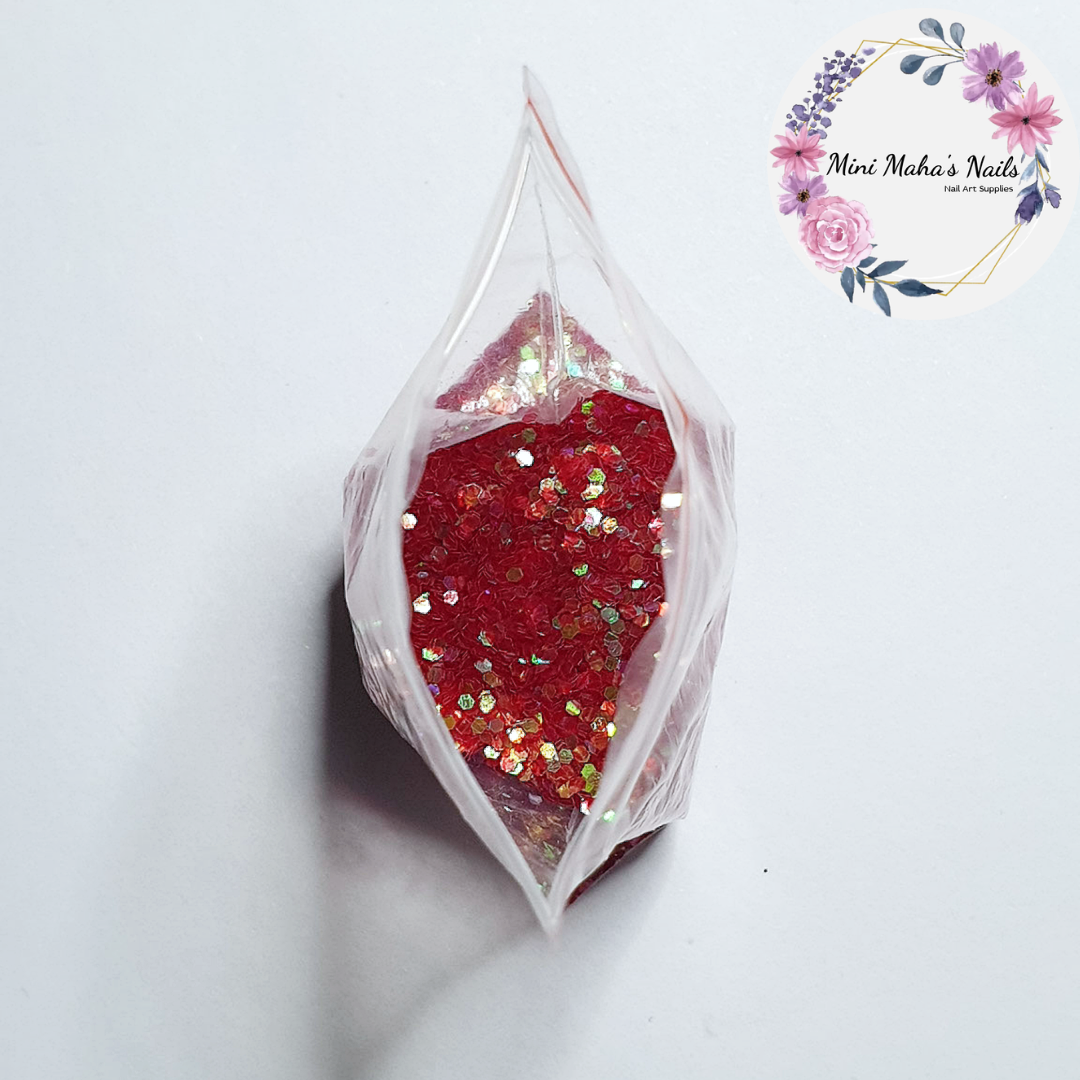 1 Bag Iridescent Red Hexagon Glitter