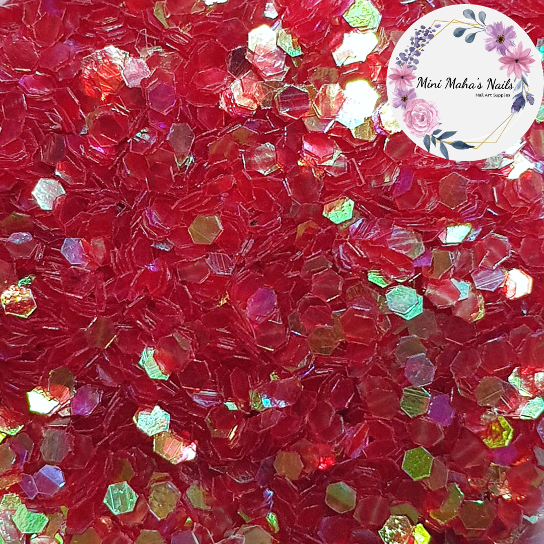 1 Bag Iridescent Red Hexagon Glitter