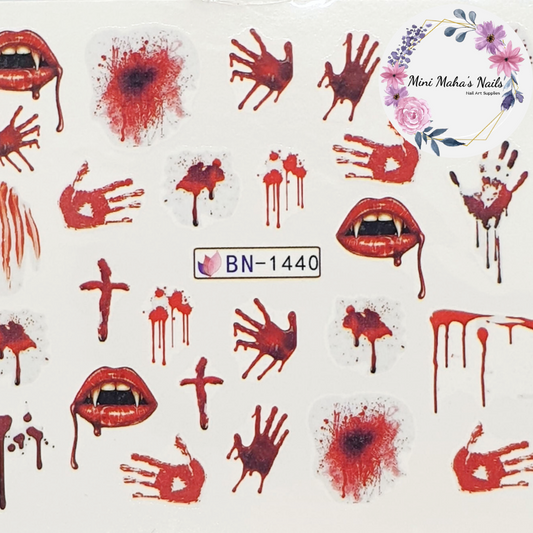 Halloween Bloody Hands Blood Splatter Water Decals BB1440