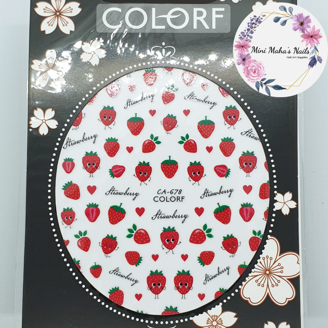 Cute Strawberries Fruit Berries Nail Art Stickers CA678