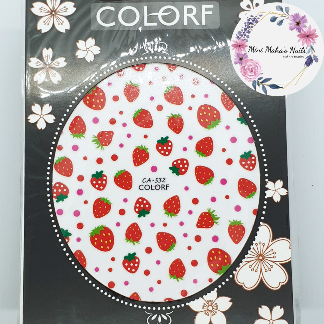 Cute Red Strawberries Fruit Nail Art Stickers CA532