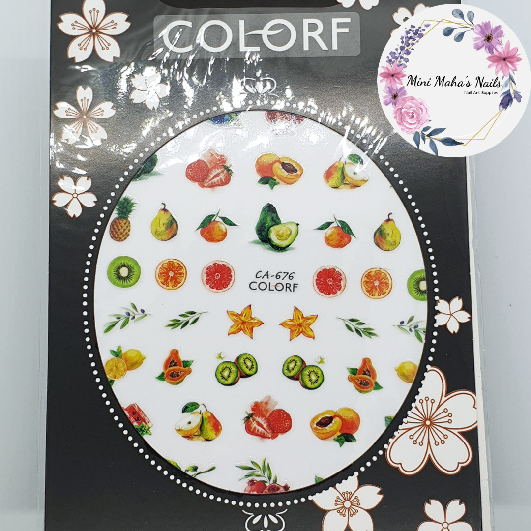 Exotic Fruits Avocado Pineapple Berries Nail Art Stickers CA676