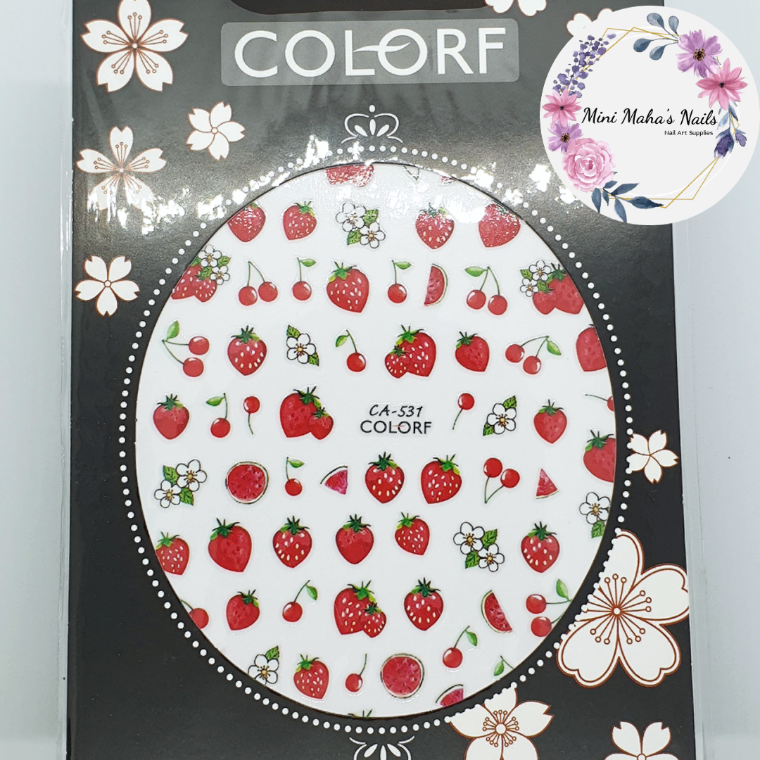 Red Fruits Strawberries Cherries Watermelon Nail Art Stickers CA531