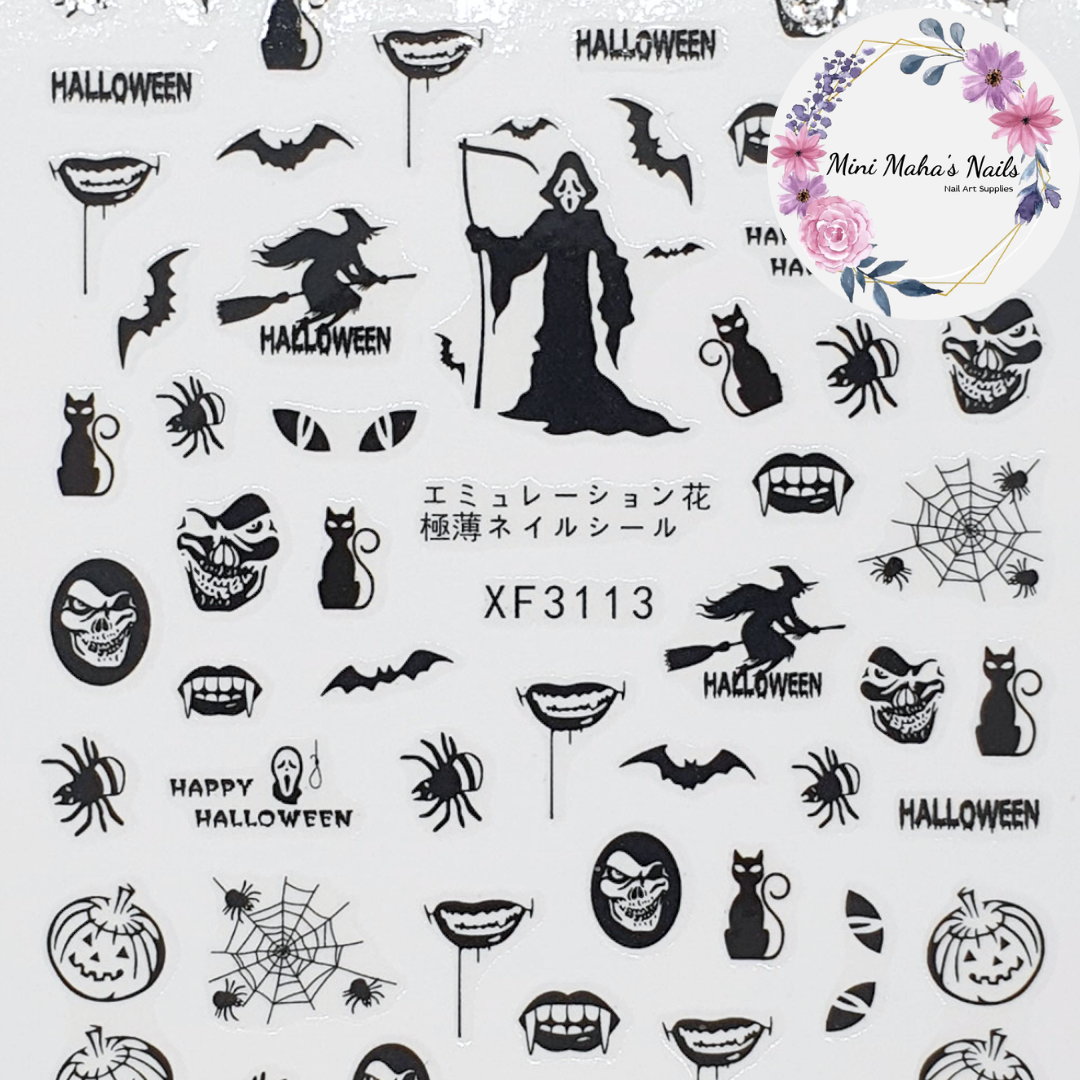 Halloween Grim Reaper Spooky Nail Art Stickers XF3113