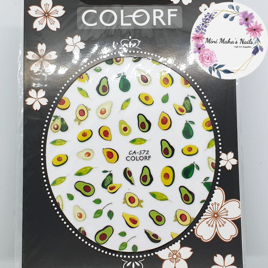 Avocado Fruit Green Yellow Nail Art Stickers CA572