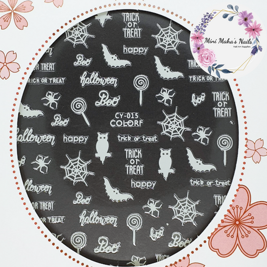 Glow in the Dark Halloween  Candy Owls Bats Webs Nail Art Stickers CY015