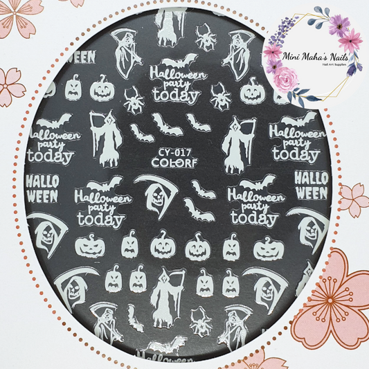 Halloween Glow in the Dark Grim Reaper Bat Pumpkin Nail Art Stickers CY017